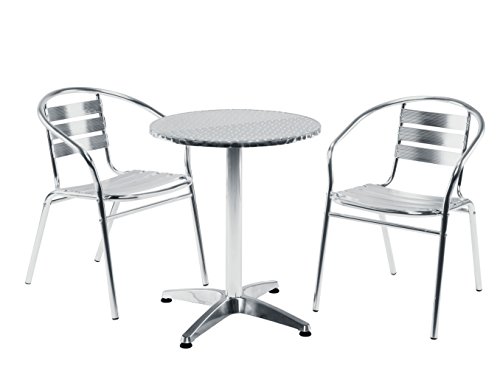 Office Hippo Round Cafe Bistro Restaurant Table, Indoor or Outdoor Use, Metal, 60 cm - Aluminium