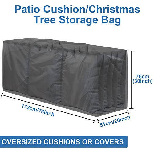 GARPROVM Garden Cushion Storage Bag, Large Waterproof 600D Oxford Fabric Outdoor Cushion Storage Bag, Heavy Duty Outdoor Garden Furniture Cushion