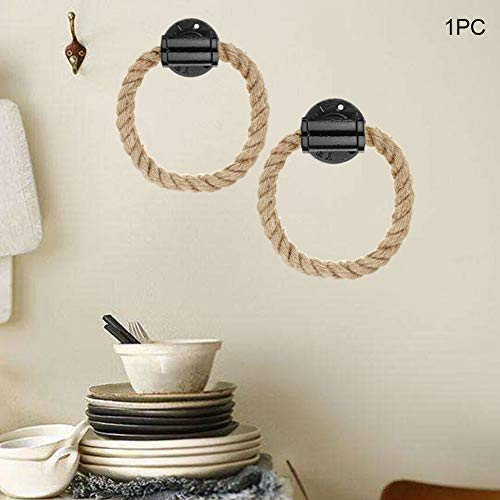 Alicer wall towel ring, vintage hand towel ring, cast iron wall towel holder with hemp cord, industrial style, bathroom toilet rope rack
