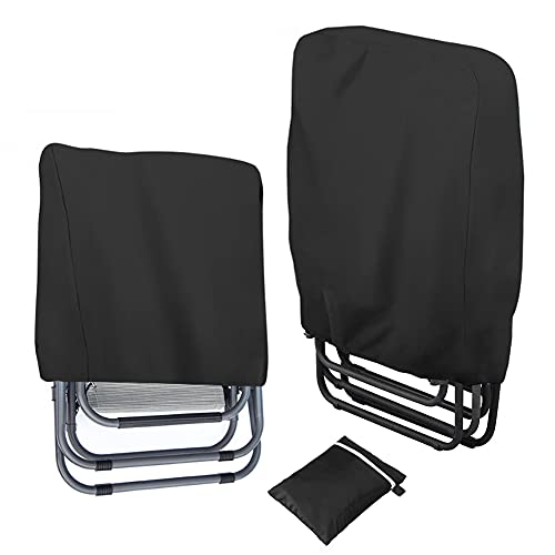 panthem Folding Reclining Chair Cover Waterproof, 2 Pack 210D Oxford sunlounger Deck Sunbed Sun Lounger Covers with Bag, Foldable Garden sun loun