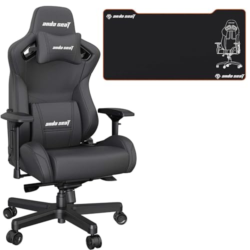 Anda Seat Kaiser 2 Series Pro Gaming Chair Black with Gaming Mouse Pad – Premium Ergonomic Office Desk Chair Leather with Neck and Lumbar Support
