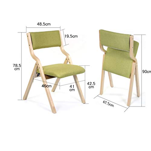 DINGZZ Solid Wood Folding Chair, Dining Chair Upholstered Thick Seat, Home Cotton and Linen Chair
