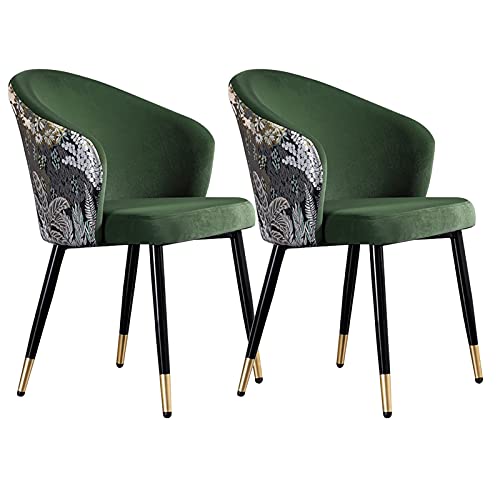 Kitchen Dining Room Furniture Chairs Velvet Dining Chair Set Of 2 Retro Kitchen Dining Room Chairs with Metal Legs Velvet Seat and Embroidery Bac