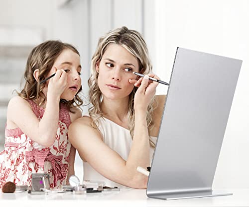 NEZZOE Modern Makeup Mirror, 12" Length Aluminum Desk Mirror, Vanity Mirror for Counter, Bedroom, Bathroom, Dorm