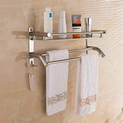 XMING Stainless Steel Shelf Towel Rack 304 Double-layer Bright Bathroom Bathroom Bathroom Bathroom Bathroom Pendant Bath Shelf