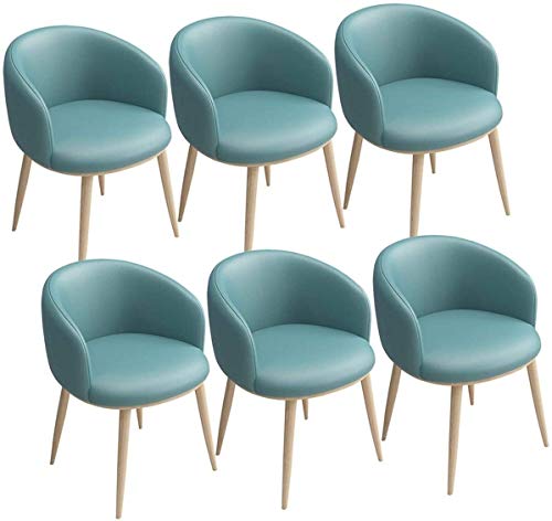 Modern Kitchen Dining Room Chairs PU Dining Chairs Set Of 6 Vintage Kitchen Chairs Leather Seat With U-Shaped Backrest Metal Legs Armchairs For D