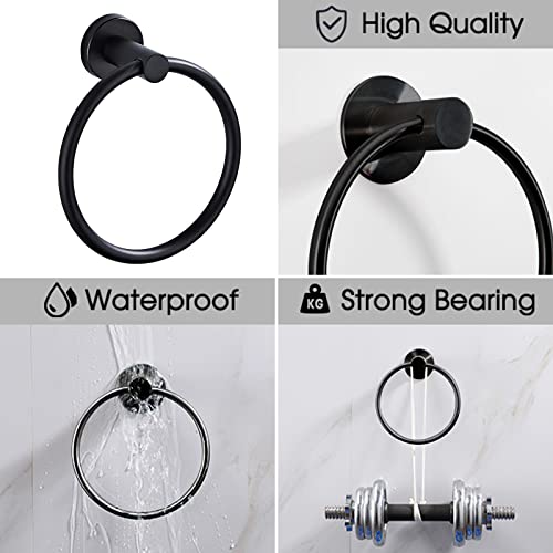 Morobor Rust-Proof Towel Ring, Dishcloth Holder for Bathroom and Kitchen, Stainless Steel Constructed Heavy Duty Bathroom Accessories, Matte Blac