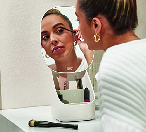 Joseph Joseph Viva Pedestal Mirror and Makeup Organiser with removal divider - Shell