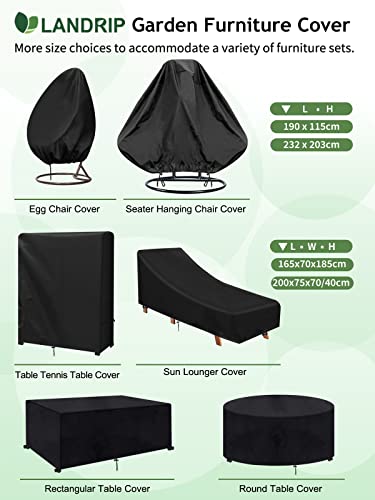 Landrip Egg Chair Cover, Patio Hanging Chair Cover Waterproof, 420D Oxford Heavy Duty Egg Chair Covers, Rattan Wicker Swing Chair Cover, 190 x 11