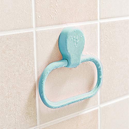 IKAAR Towel Holder Towel Ring Wall Mounted Bathroom Towel Holder Nail Free Self Adhesive Towel Holder Stick on Wall Hand Towel Holder Blue