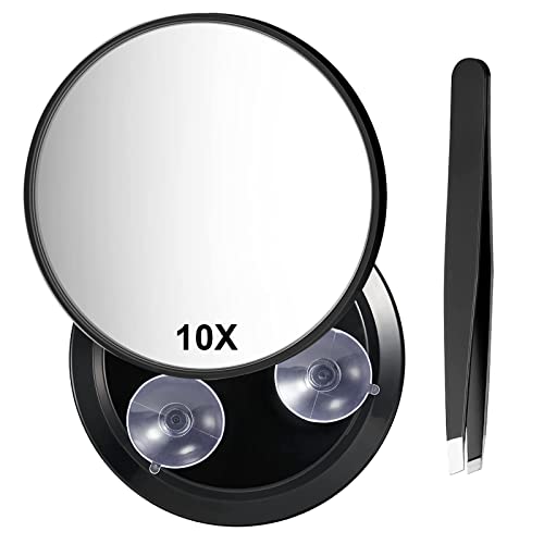 wlertcop Magnifying Mirror 10x Travel Magnifying Mirror Compact Mirror with Tweezer Cosmetic Mirror Magnified Makeup Mirror tweezer magnifying mi