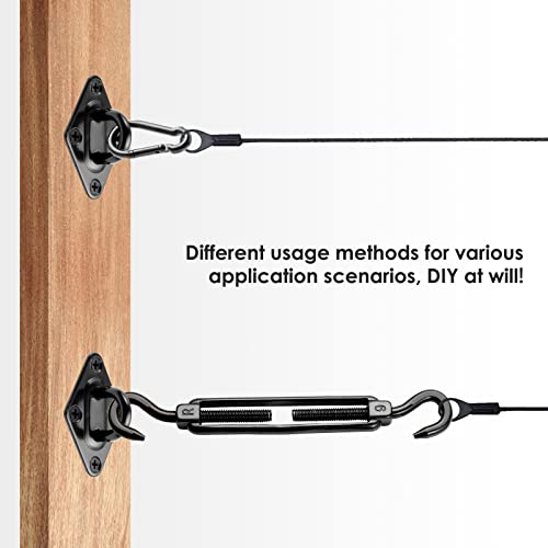 Sun Shade Sail Hardware Kit M6 Black for Garden Triangle, Awning Attachment Set, Heavy Duty Sun Shade Sail Fixing Kit