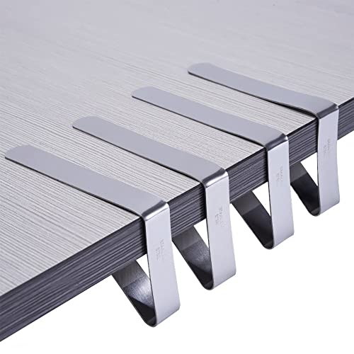 MIN-XL Tablecloth Clips, 6 Pieces Stainless Steel Table Cover Clamps, Adjustable Table Cloth Holders Clips for Outside, Home, Dining, Picnic, Par