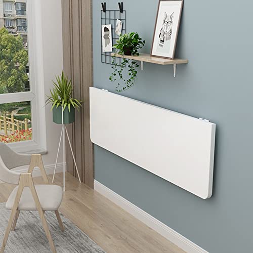 OUYOXI Wall Mounted Folding Table Wall Mounted Desk Heavy Duty Wall Mounted Floating Folding Table for Bedroom, Laundry, Balcony, Kitchen, White