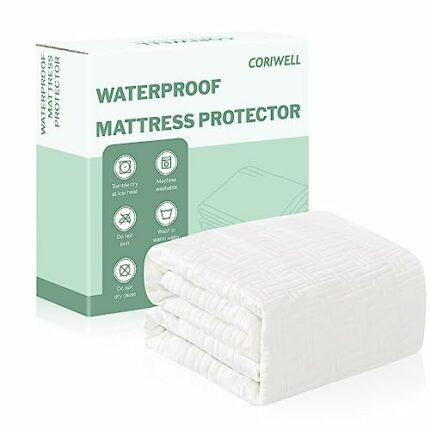 Coriwell Queen Size Waterproof Mattress Protector - Rayon from Bamboo Mattress Cover Washable - 3D Air Fabric Soft Breathable Cooling Noiseless B
