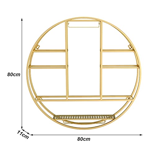 EYLINK Round Wine Rack Wall Mounted Wine Holder Metal | Wine Storage Rack Wine Bottle Holder with Glass Holder Hanging Stemware Racks Bar Wall Wi