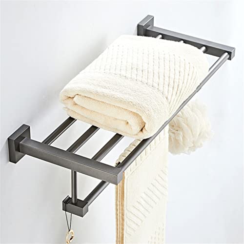 HIGOH Towel Racks,Bathroom Towel Rack Wall Mounted Towel Holder,Bathroom Wall Mounted Length Space Aluminum Bath Towel Rack,Square Towel Holder
