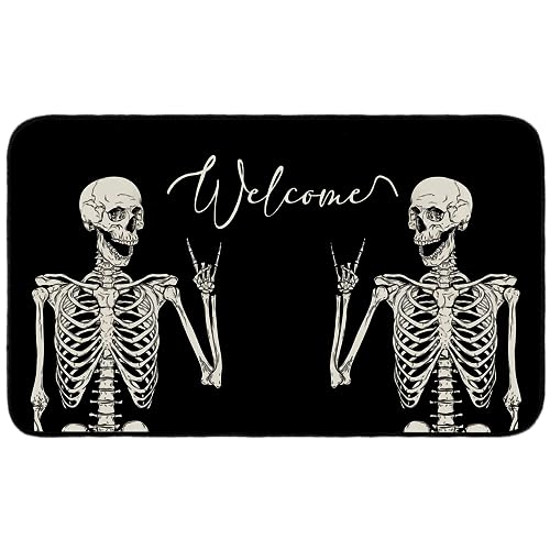 SANHUDSD Halloween Door Mat Horror Skull Welcome Mat Scary Entry Rug Non-Slip Welcome Door Mat Indoor Outdoor Entrance Rug Halloween Party Decor
