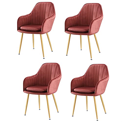 dining chair Set Of 4 Soft Seat And Back Velvet Living Room Chairs Sturdy Metal Legs Kitchen Chairs Reception Chair (Color : Dark green)