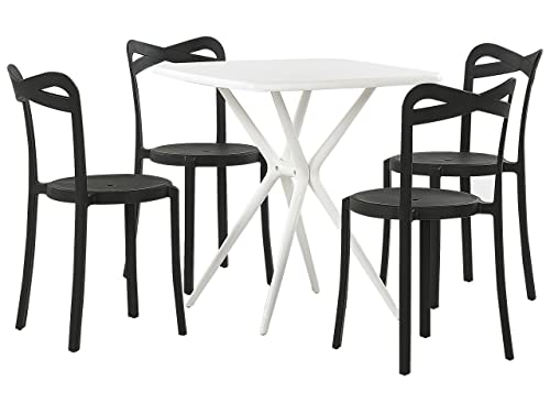 Modern Garden Dining Set Synthetic 4 Stacking Chairs Black Sersale/Camogli
