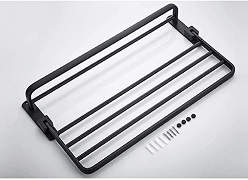 Towel Bar Space Aluminum Folding Towel Rack Black Bathroom Towel Rack Toilet Towel Wall Hanging Length/60Cm