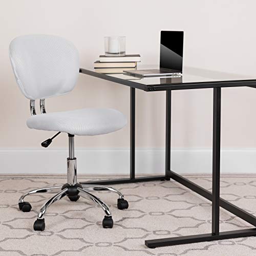 Flash Furniture Chair, Chrome, White, Mid-Back