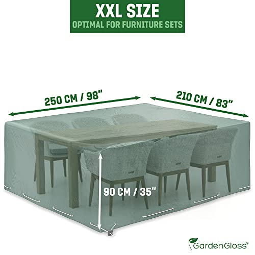 GardenGloss® Garden Furniture Cover Waterproof XXL (250 x 210 x 90cm) - Made of Extremely Tear-Resistant and Durable Material - With Added UV Pro