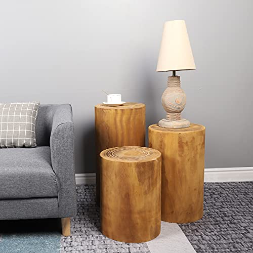 Athaliah Wooden Side Table,Home Decor Coffee End Table Nightstands for Bedroom with Natural Edge Accent Table Wood Garden Stool for Indoor Outdoo