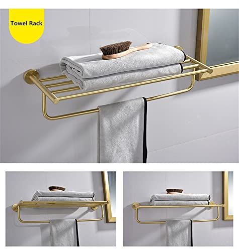 HIGOH Towel Racks,Bathroom Towel Rack Wall Mounted Towel Holder,Bath Hardware Copper Towel Rack,Bathroom Shelf,Towel Holder,Brushed Brass