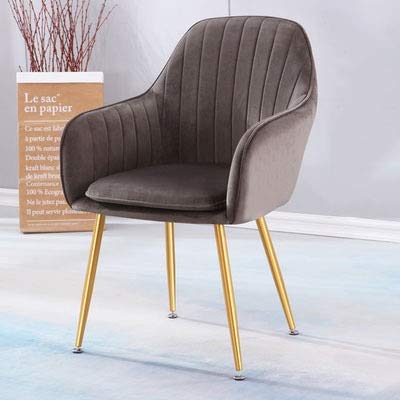 Modern Kitchen Dining Room Chairs Living Room Kitchen Velvet Dining Chairs With Arms Rest Back Support Golden Metal Legs (Color : Dark grey)