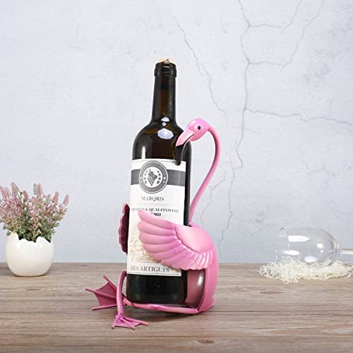 Tooarts Wine Bottle Rack Wine Holder Flamingo Metal Wine Shelf Home Decorations Gifts Interior Decorations