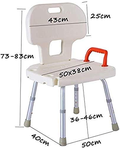 Bath Stools,Shower Stool Bath Chair Bathroom Seat with Armrests with Backrest Adjustable Height Portable Lightweight Aluminum Non-Slip Housing Be
