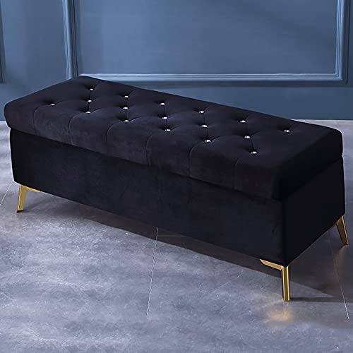 Luxurious Crystal Button Storage Bench,Velvet Upholstered End of Bed Bench,Modern Decoration Furniture Living Room Footrest Entryway Shoe Bench-D