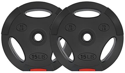 BalanceFrom Vinyl Standard 1-Inch Plate Weight Plate for Strength Training, Weightlifting and Crossfit, Pair or Set with Barbell