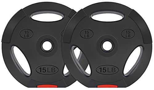 BalanceFrom Vinyl Standard 1-Inch Plate Weight Plate for Strength Training, Weightlifting and Crossfit, Pair or Set with Barbell