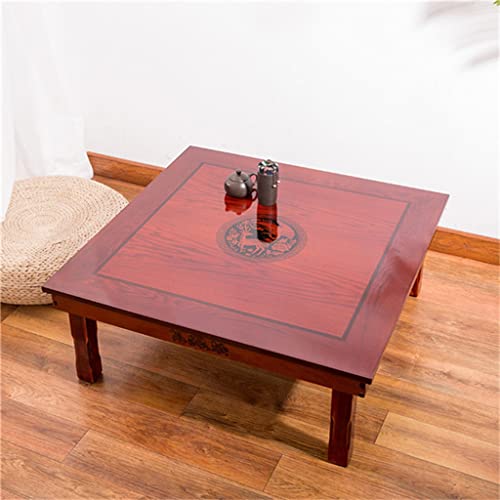 LUKEO Square 80X80cm Floor Table Folding Legs Antique Home Furniture Table for Dining Traditional Low Table
