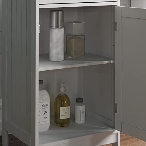 Bath Vida 1-Door 1-Drawer Floor Standing Cabinet Drawer/Unit Storage Bathroom Cupboard, Wood, White