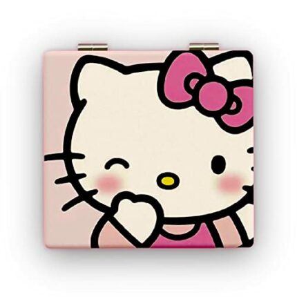 KOZUKI Kitty Compact Mirror Kitty Mirror Pink Compact Mirror Pink Magnifier Mirror Carry Out Mirror Make up Mirror (Pink)