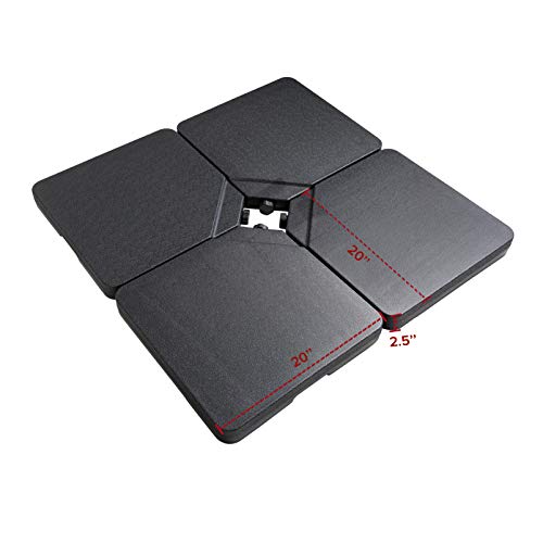 FLAME&SHADE 116kg 4 Pieces Base Weight Set for Outdoor Garden Parasol Patio Cantilever Offset Banana Umbrella, Black