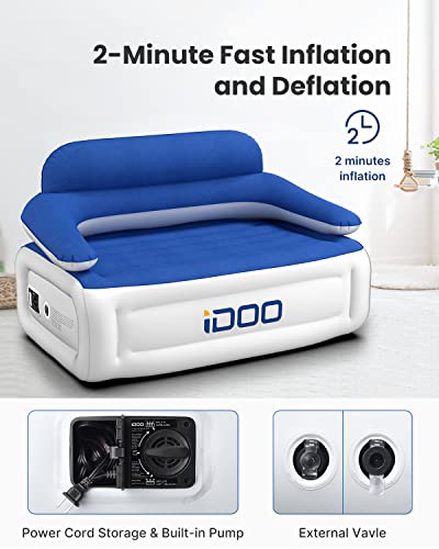iDOO Inflatable Sofa with Backrest, Inflatable Chair Camping with Built-in Pump, Portable 3 Seaters Blow Up Sofa for Outdoor Party, Inflatable Ai