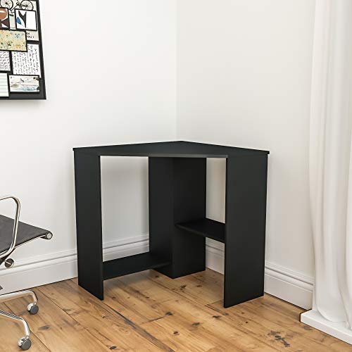 Vida Designs Hetton Corner Computer Desk with Shelves, Home Office PC/Laptop Table, Gaming Study Workstation, Furniture, Black