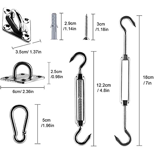 Techson Shade Sail Hardware Kit, 5 inch 304 Stainless Steel Canopy Awning Installation Set for Garden, Outdoor, Patio Triangle Sun Shade