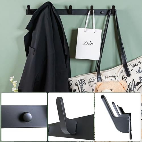 Sevenpers Coat Hangers Wall Mounted, Wall Coat Racks (2 Pack), Heavy Duty Black Coat Hooks, Door Hanger with 5 Hooks, Clothes Hooks and Wall Hook