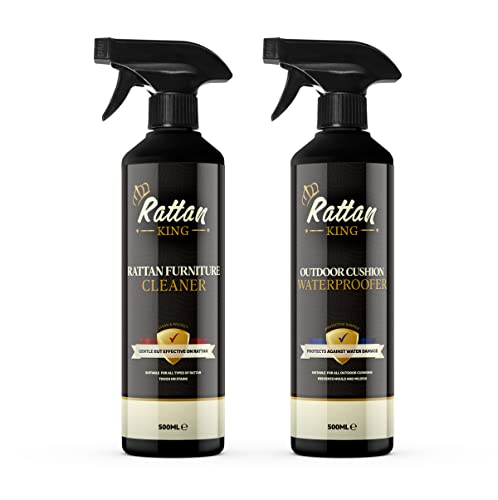 Rattan King - Rattan Furniture Cleaner and Outdoor Cushion Waterproofer Spray | Care & Protect Cleaning Bundle Kit (2x 500ml)