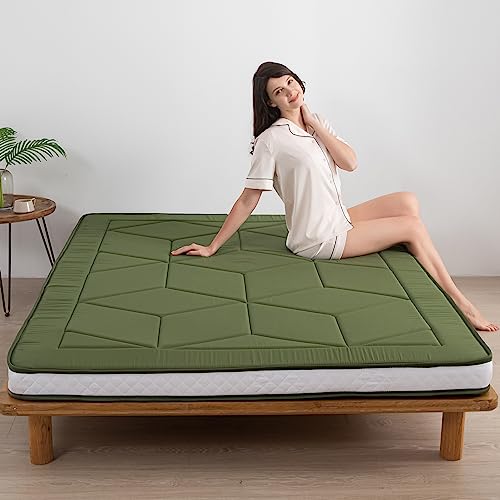 MAXYOYO Futon Mattress Thicken Floor Mattress, Floor Mattress for Adults, Roll Up Sleeping Bed Camping Mattress, Stereoscopic Geometric Patterned