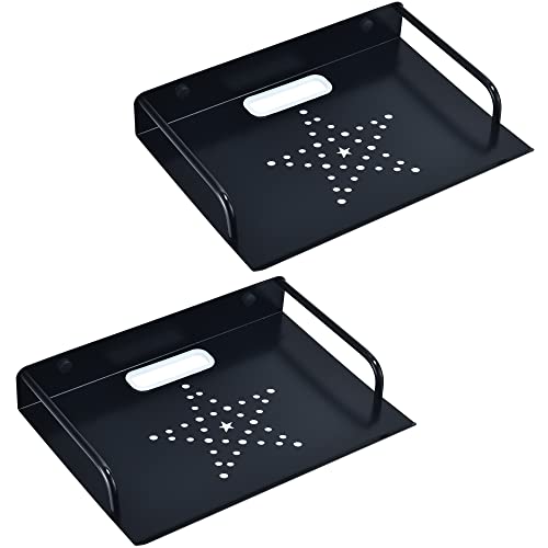 HNVNER Wall Mounted Router Shelf, Small Projector Wall Stand Metal TV Box Bracket Floating Shelf For Media Boxes/Blu-Ray Players/Satellite TV Box