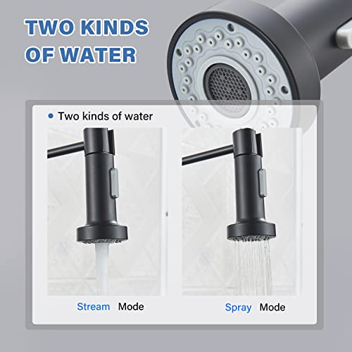 Onyzpily Kitchen Sink Mixer tap with Solid Brass Commercial Single Handle Black Kitchen Taps Single Hole Pull Down Sprayer Swivel Sprayer Mixer T