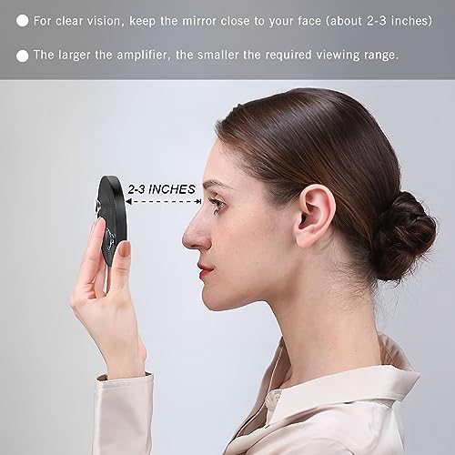 10x Travel Magnifying Mirror with Suction Cups and Tweezers Kit Portable Magnifying Makeup Mirror Black Cosmetic Mirror Magnified for Shaving Mak