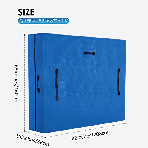 Mattress Bag for Moving and Storage with 11 Handles, Queen Size, Reusable Extra Thick Mattress Protector with Zipper Closure, Heavy Duty Waterpro