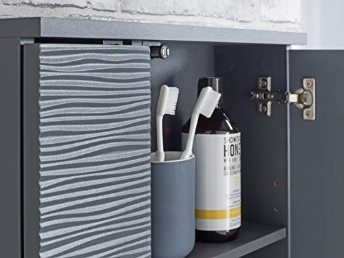 House & Homestyle Jessie Grey Ripple Mirror Cabinet, Particleboard-15mm Particleboard-3mm Particleboard-30mm Nominal MDF/Particleboard with Textu